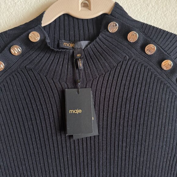 Maje Ribbed Flared Dress NWT - Picture 2 of 5